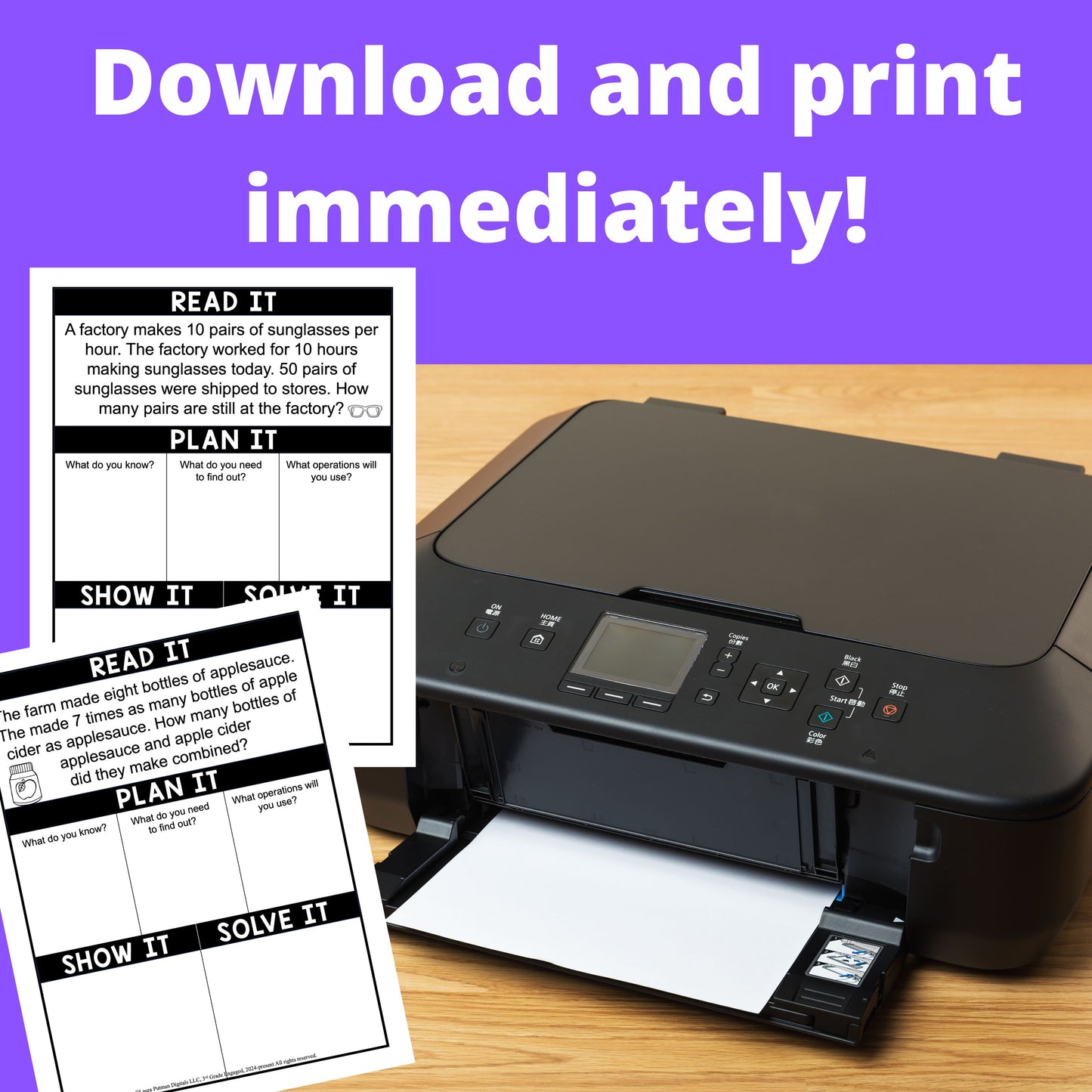 Grade 3 Two-Step Word Problems Instant Download Workbook