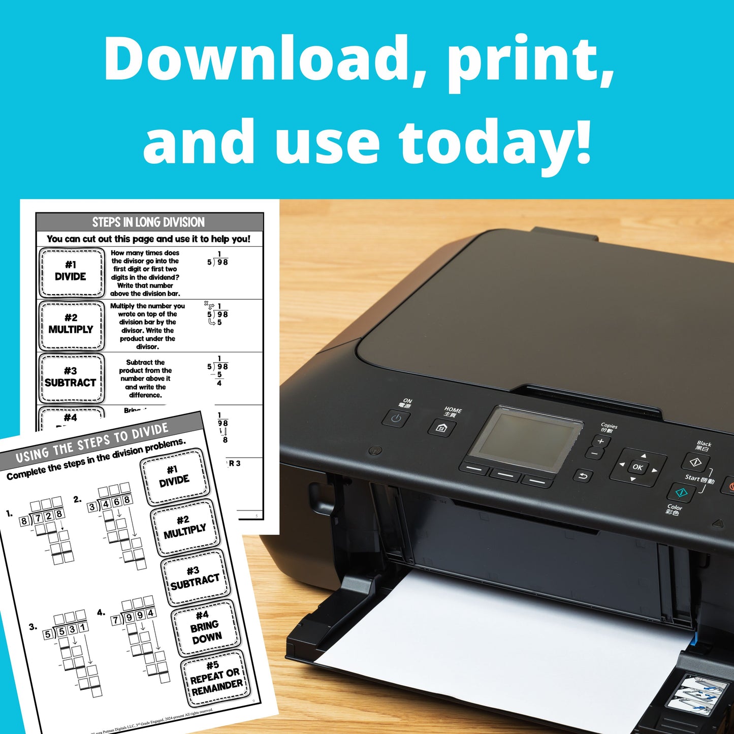 Long Division Instant Download Workbook