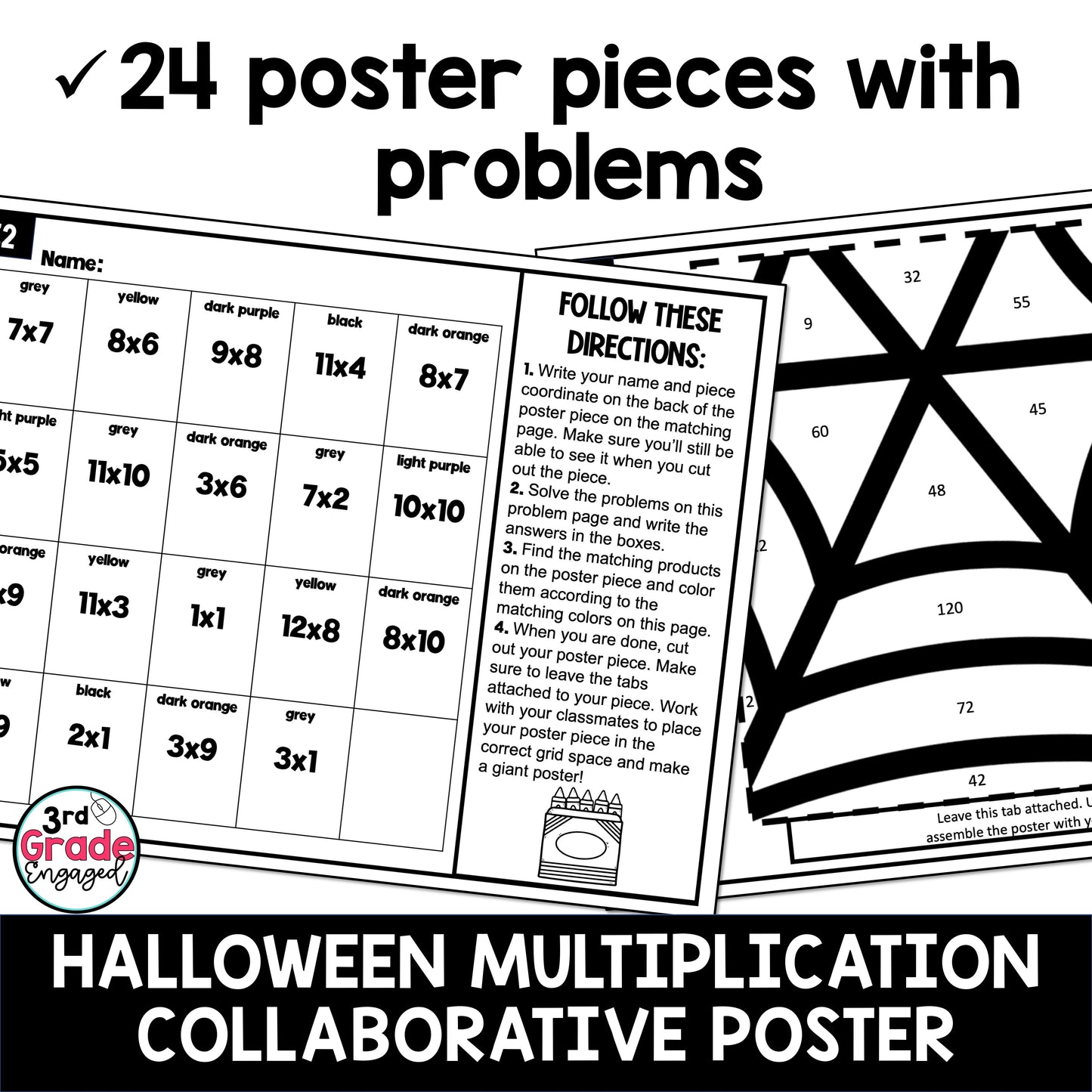 Halloween Collaborative Classroom Poster Multiplication Facts