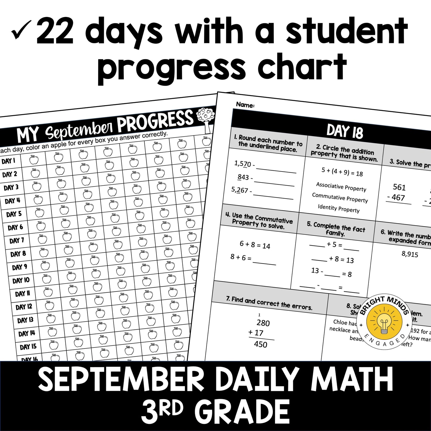 September 3rd Grade Daily Spiral Math Worksheets