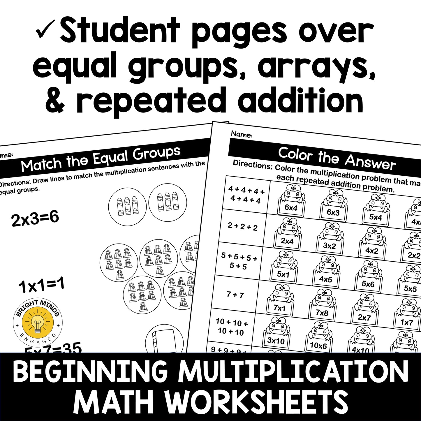Beginning Multiplication Worksheets Packet