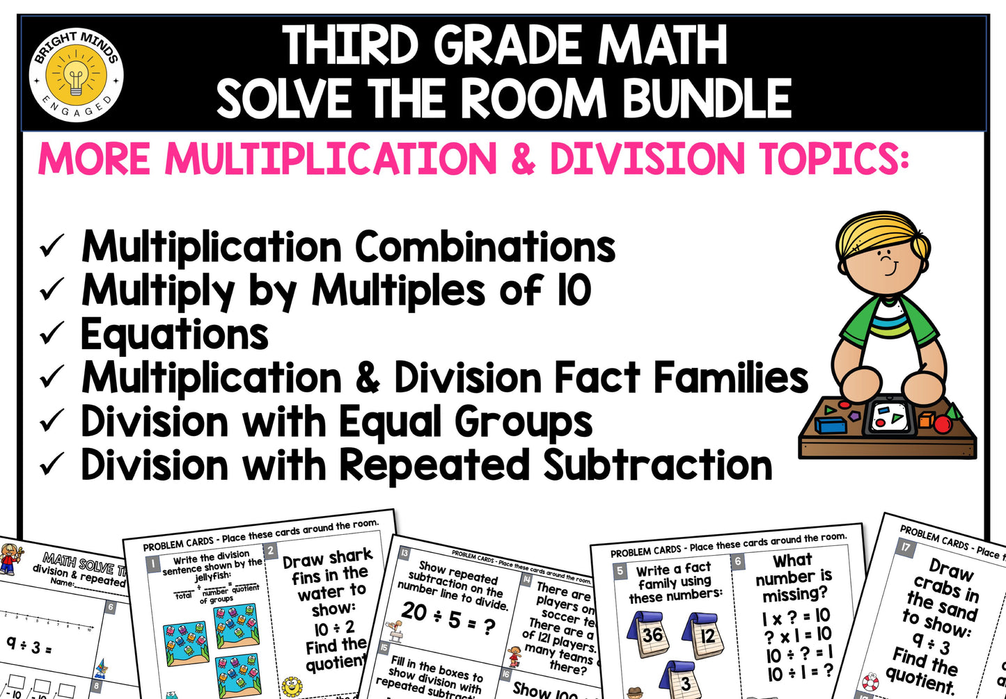 3rd Grade Math Write the Room Activities for All Year