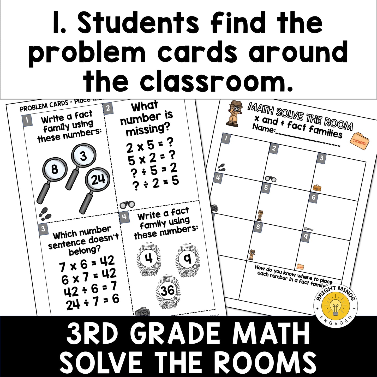3rd Grade Math Write the Room Activities for All Year