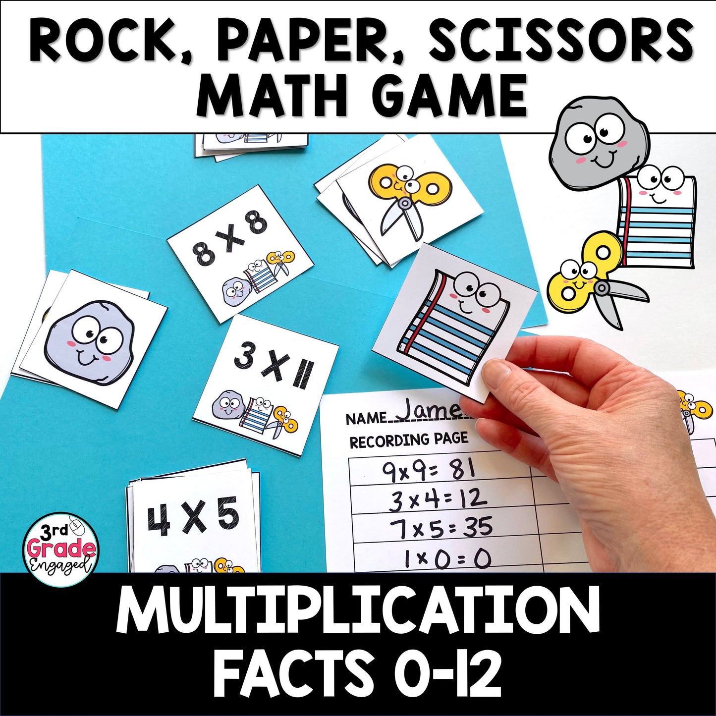 Multiplication Facts Rock Paper Scissors Math Game