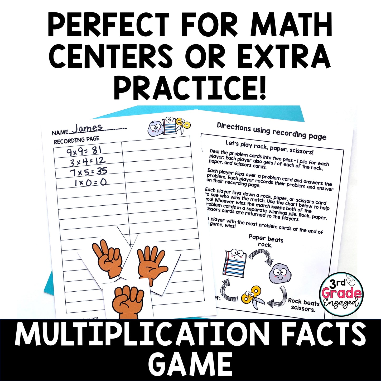Multiplication Facts Rock Paper Scissors Math Game