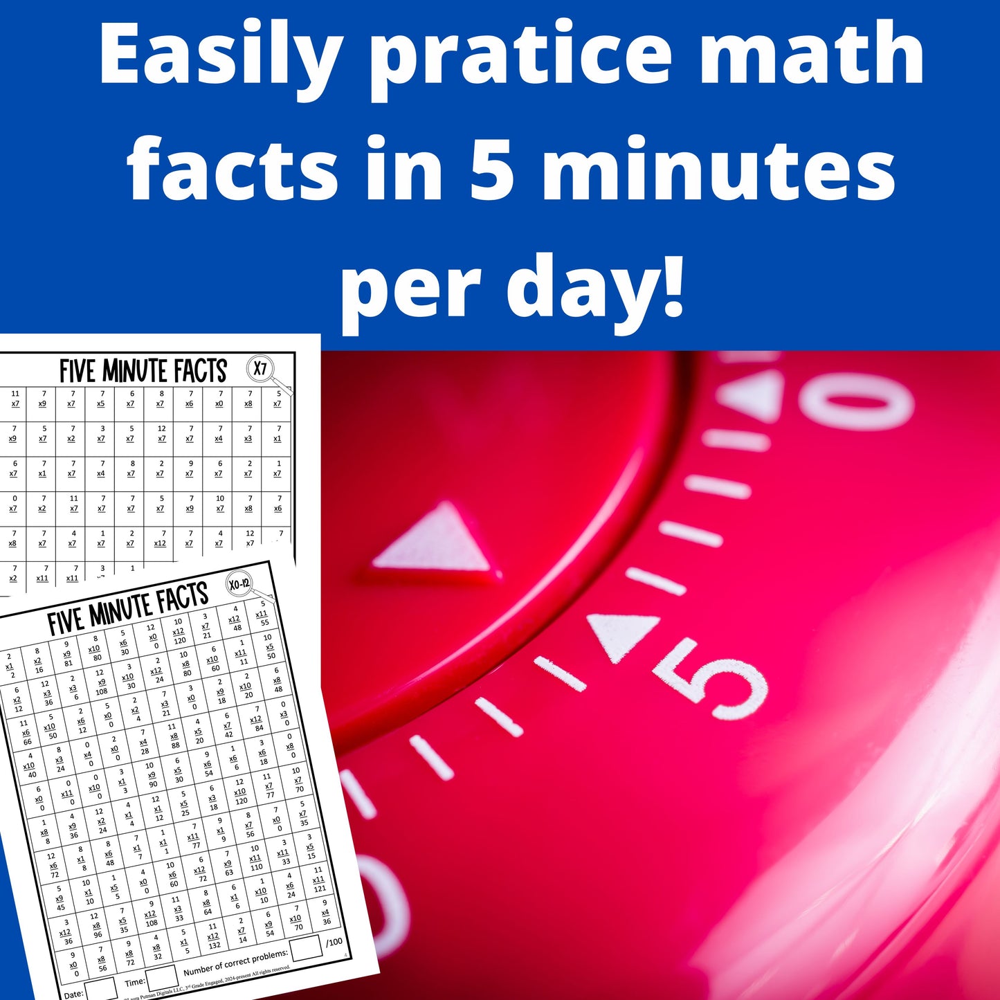 5 Minute Multiplication Fact Tests Paperback Workbook