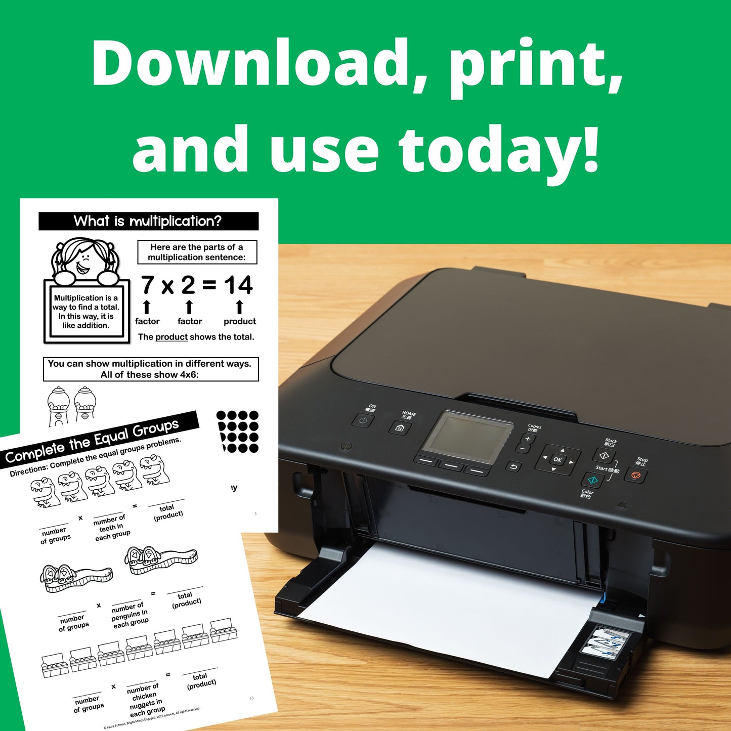 Beginner Multiplication Instant Download Workbook