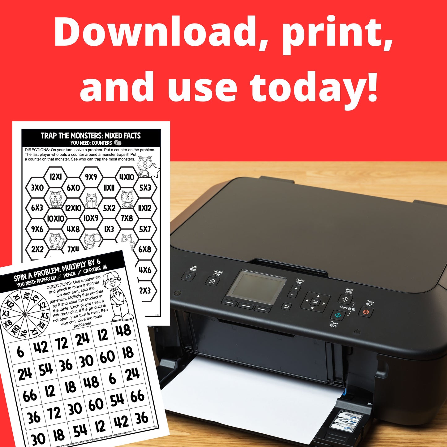 Multiplication Table Games Instant Download Workbook