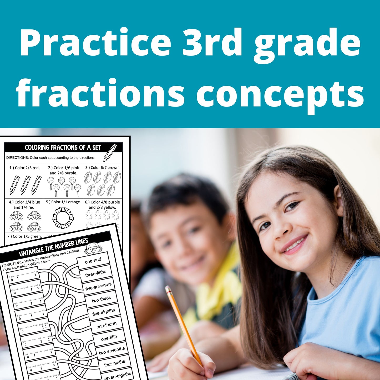 3rd Grade Fractions Paperback Workbook