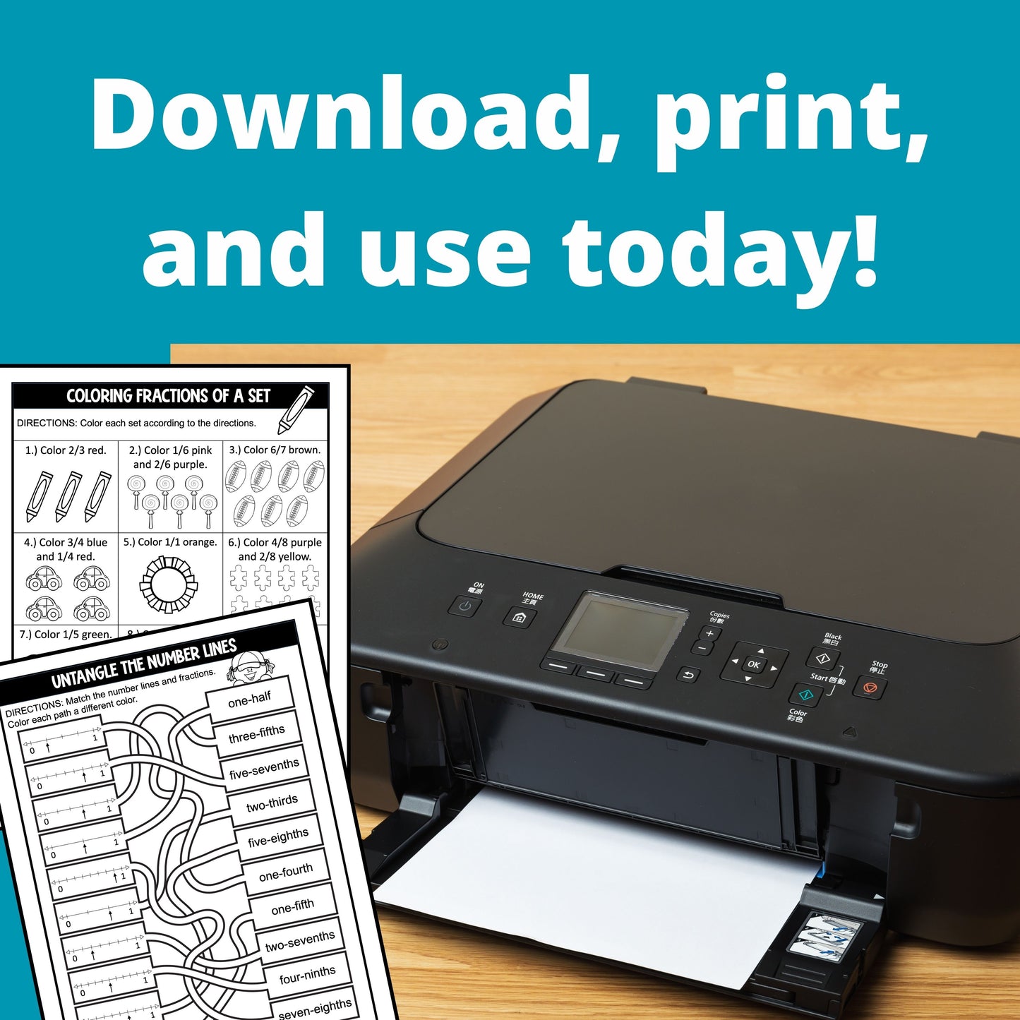 3rd Grade Fractions Instant Download Workbook