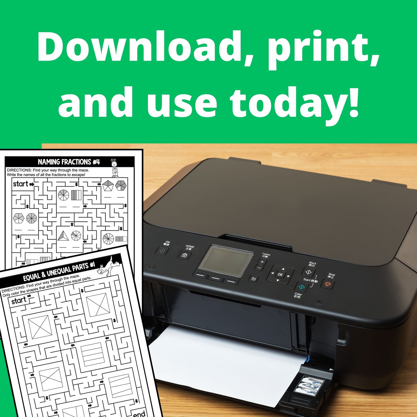 Fraction Mazes Instant Download Workbook