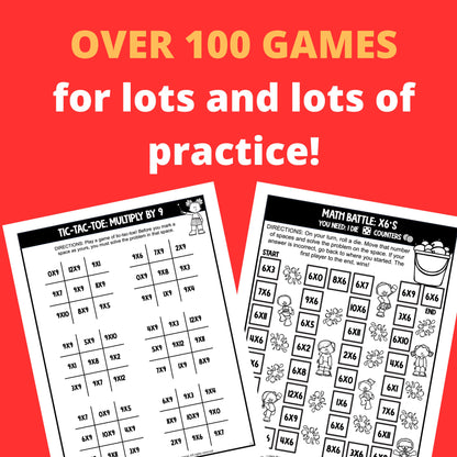Multiplication Table Games Instant Download Workbook