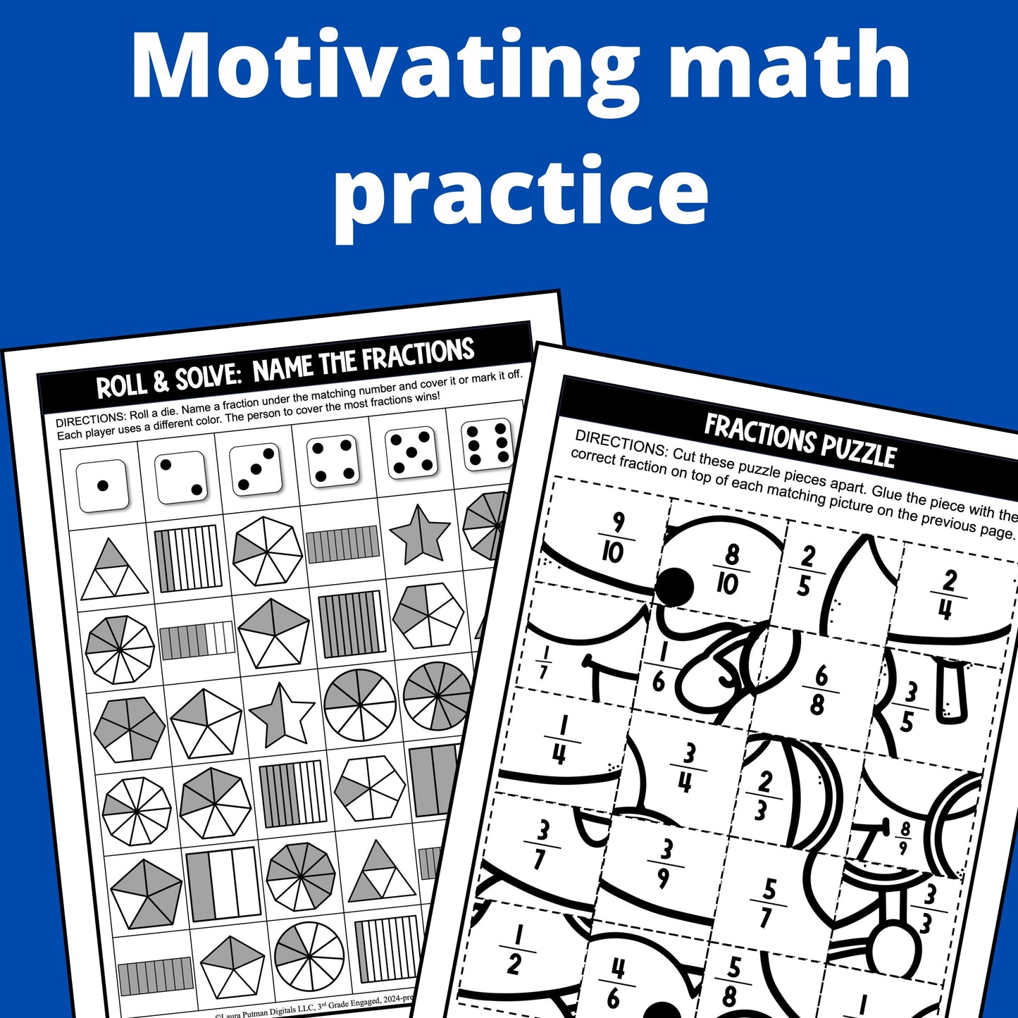 Fractions Games for Kids Instant Download Workbook