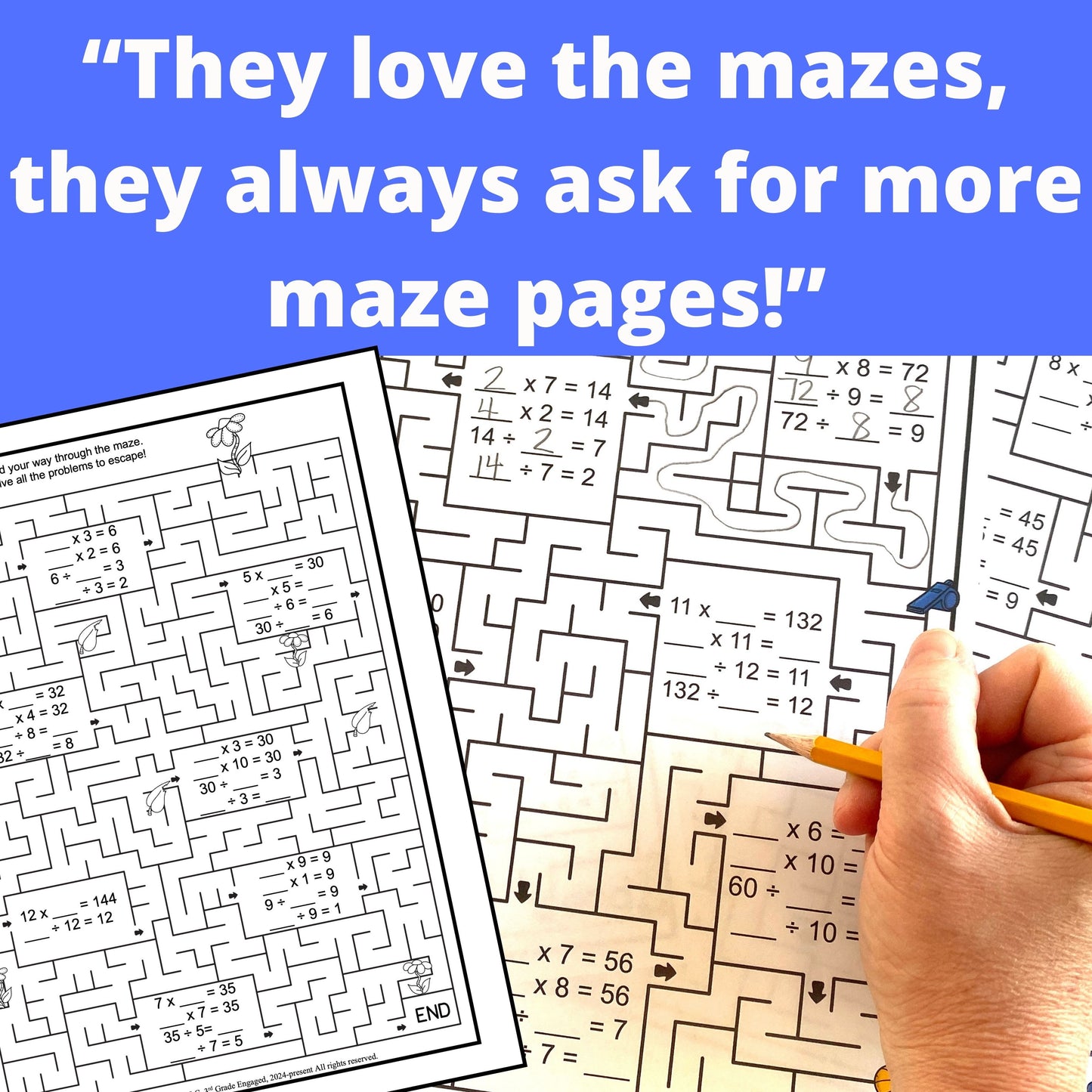 Multiplication and Division Fact Mazes Instant Download Workbook