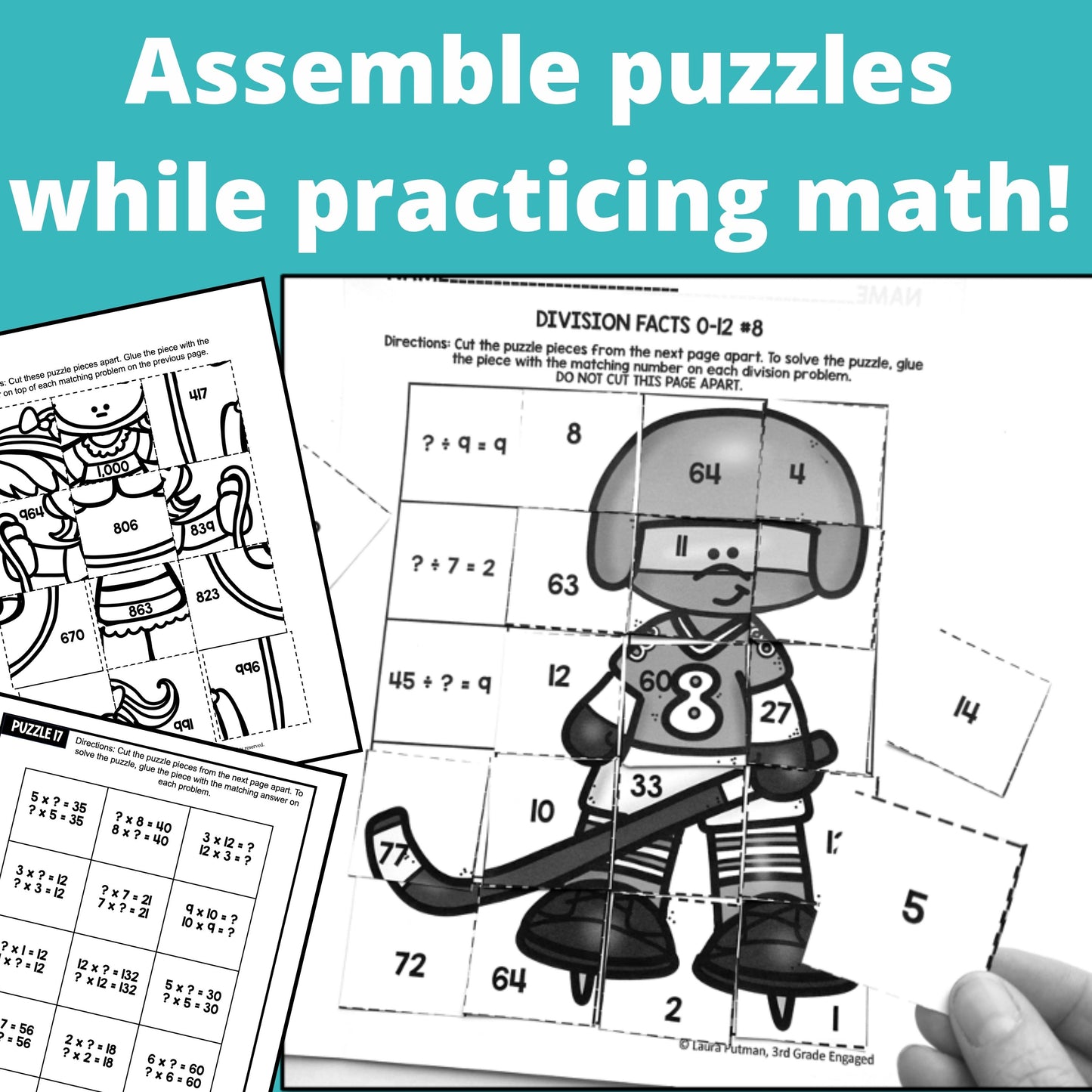 3rd Grade Math Puzzles Instant Download Workbook