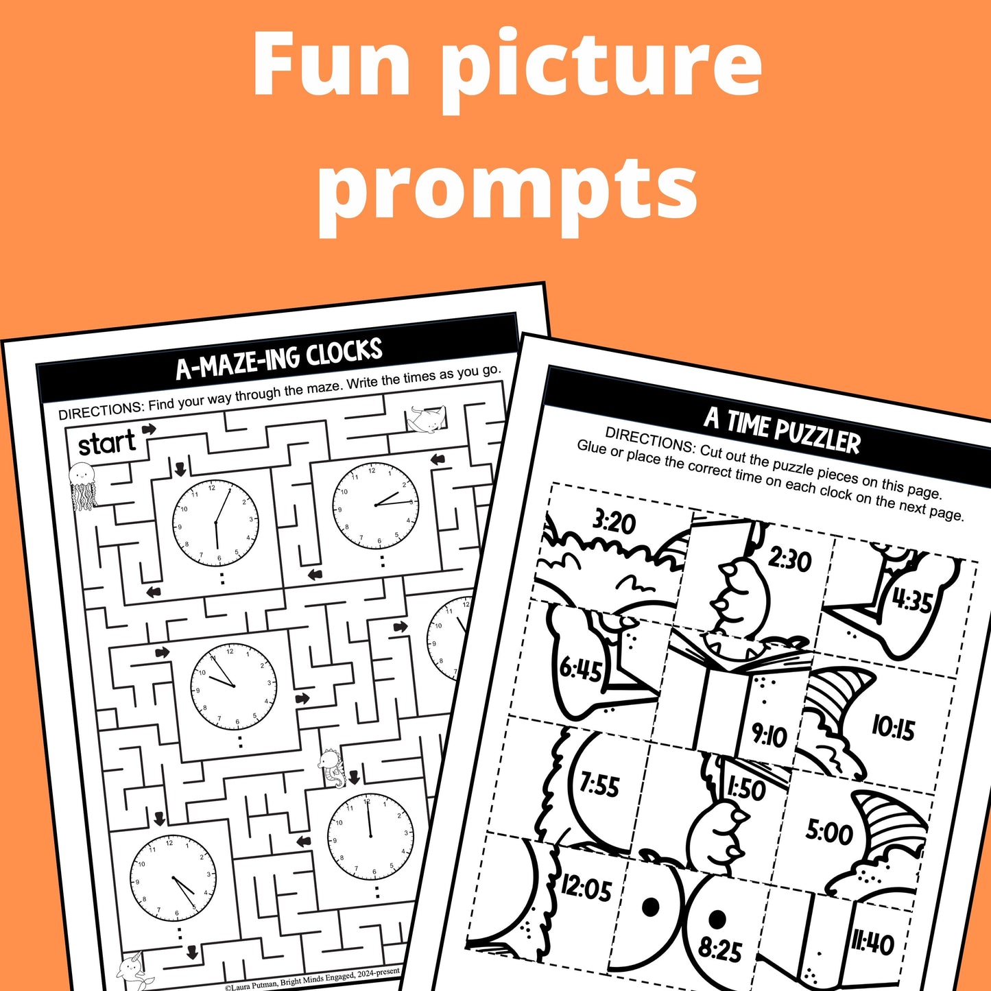 2nd Grade Telling Time Instant Download Workbook