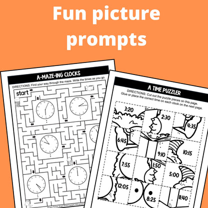 2nd Grade Telling Time Instant Download Workbook