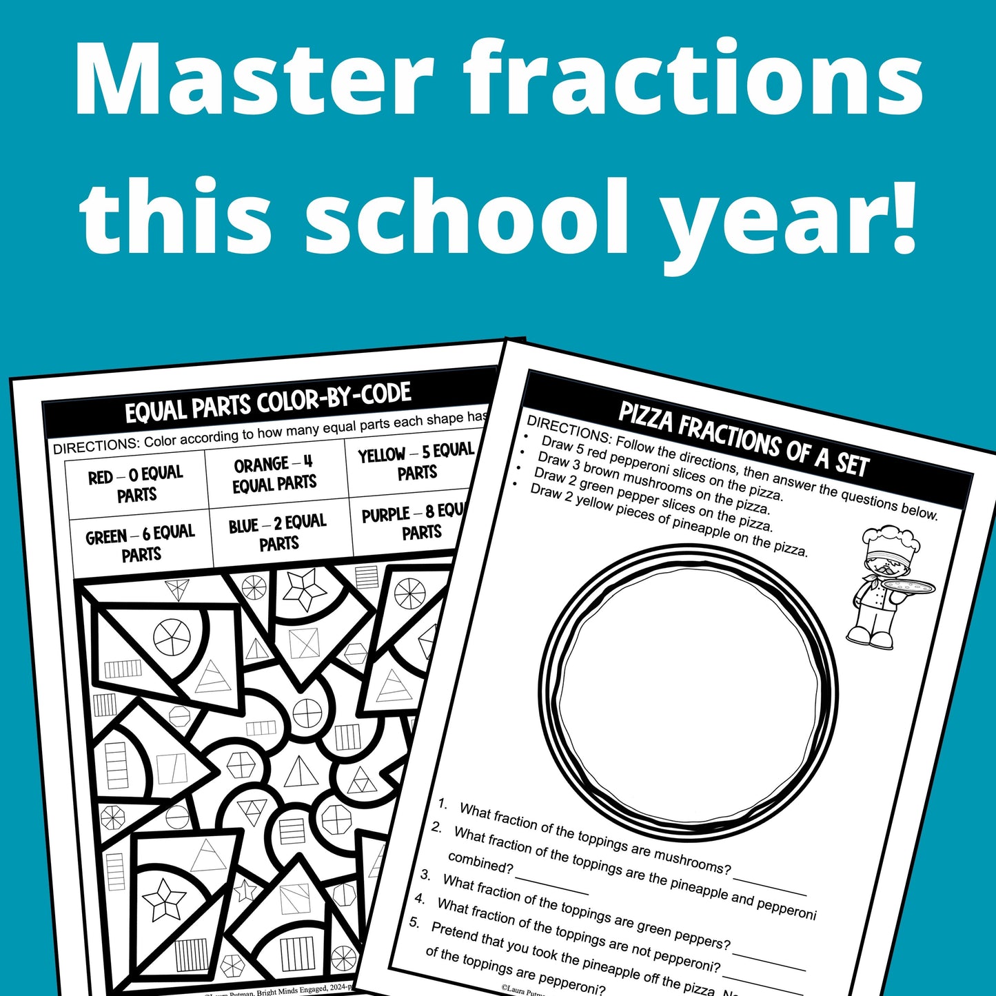 3rd Grade Fractions Instant Download Workbook