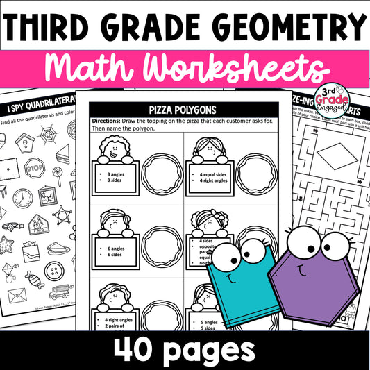 3rd Grade Geometry Worksheets Packet