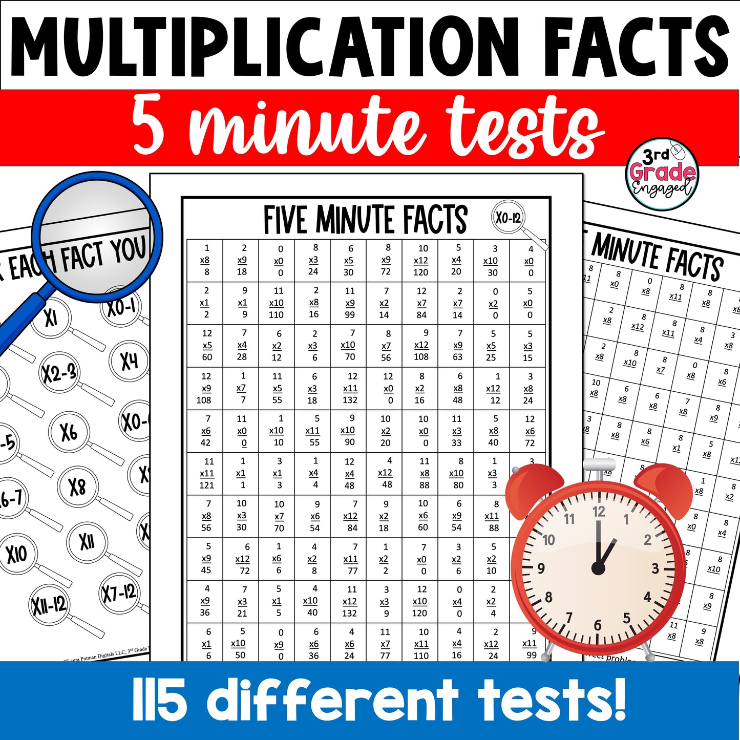 5 Minute Multiplication Fact Tests Worksheets for Multiplication Fact Fluency