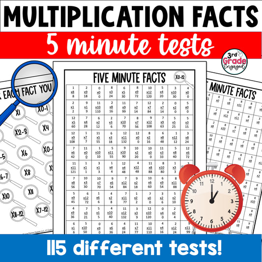 5 Minute Multiplication Fact Tests Worksheets for Multiplication Fact Fluency