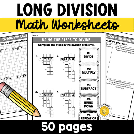 Long Division with Scaffolding Worksheets