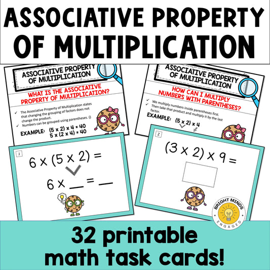 Associative Property of Multiplication Math Task Cards