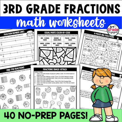 3rd Grade Fractions Worksheets Packet