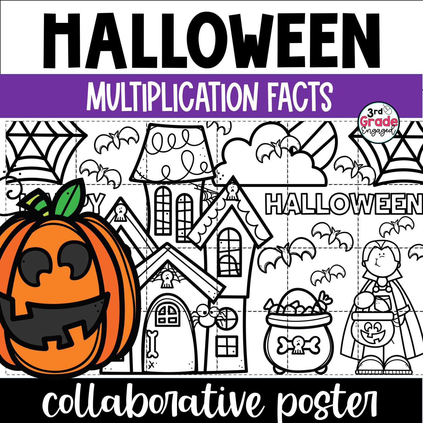 Halloween Collaborative Classroom Poster Multiplication Facts