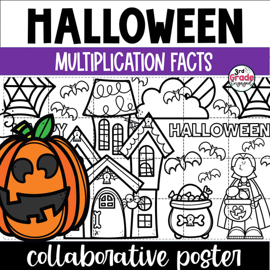 Halloween Collaborative Classroom Poster Multiplication Facts