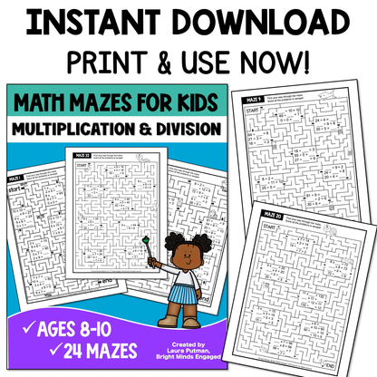 Multiplication and Division Fact Mazes Instant Download Workbook