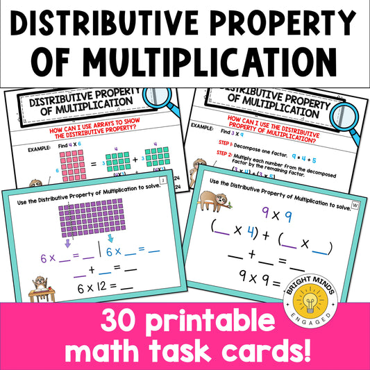 Distributive Property of Multiplication Math Task Cards
