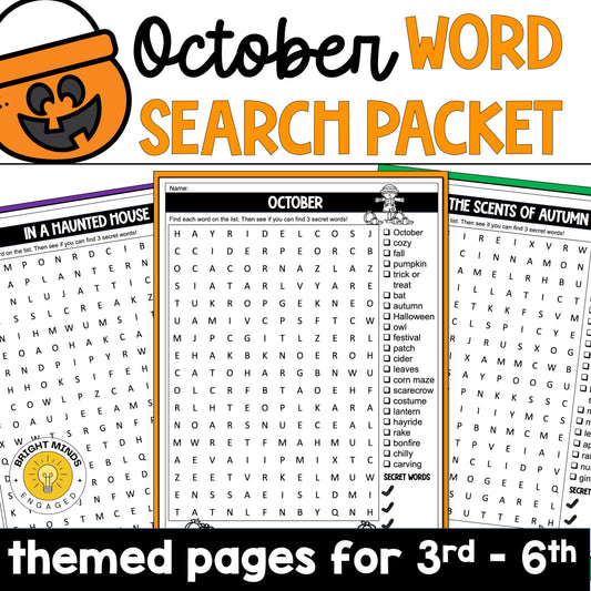 October Word Search Packet