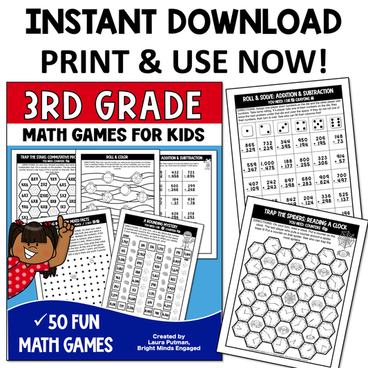 3rd Grade Math Games Instant Download Workbook