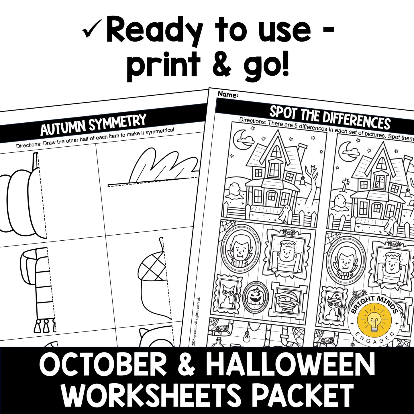 October and Halloween Worksheets and Activities Packet