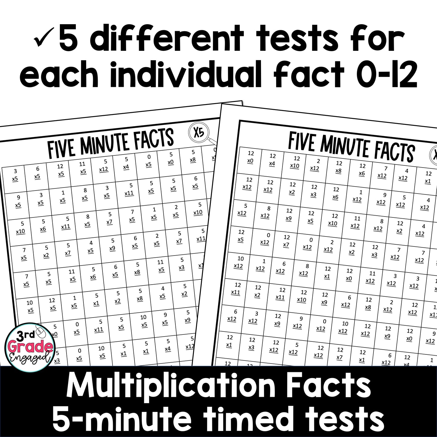 5 Minute Multiplication Fact Tests Worksheets for Multiplication Fact Fluency