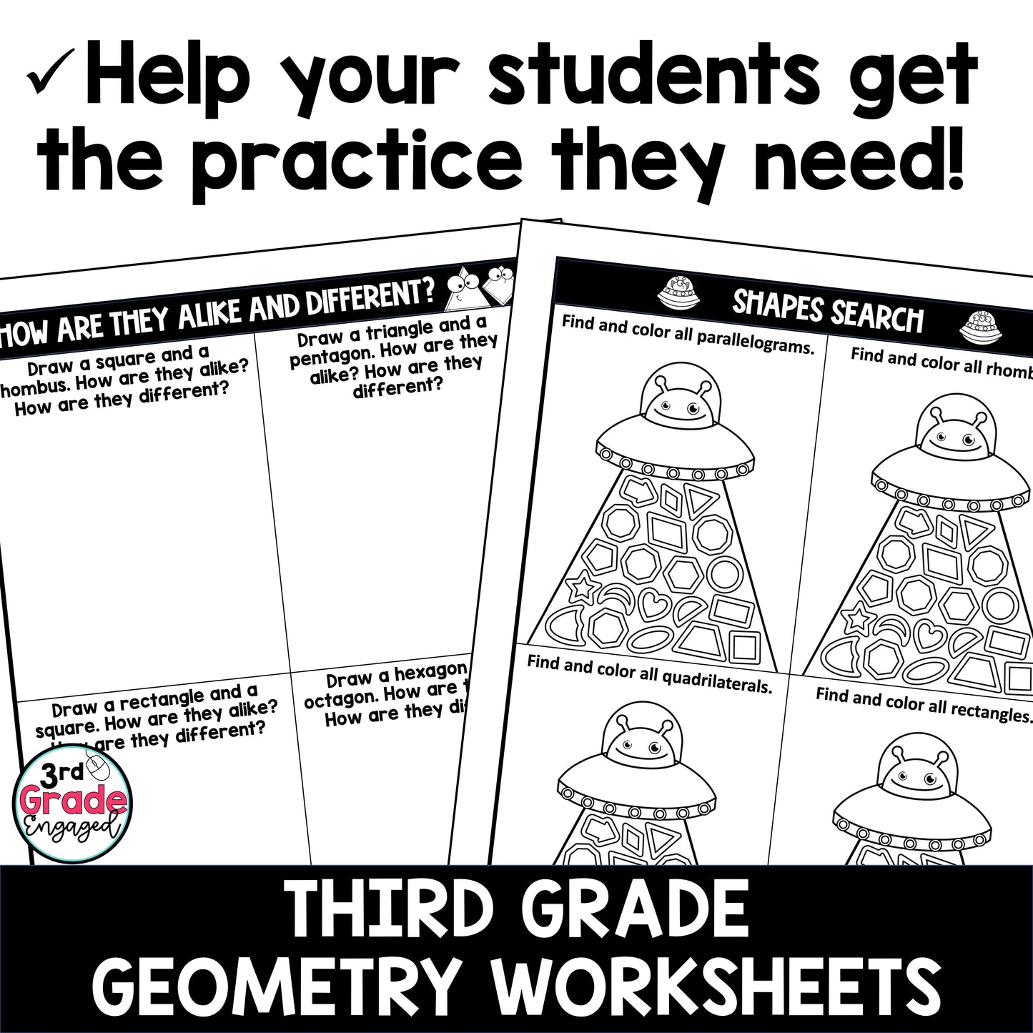 3rd Grade Geometry Worksheets Packet