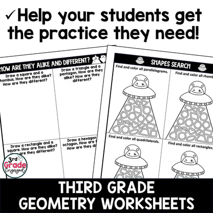 3rd Grade Geometry Worksheets Packet