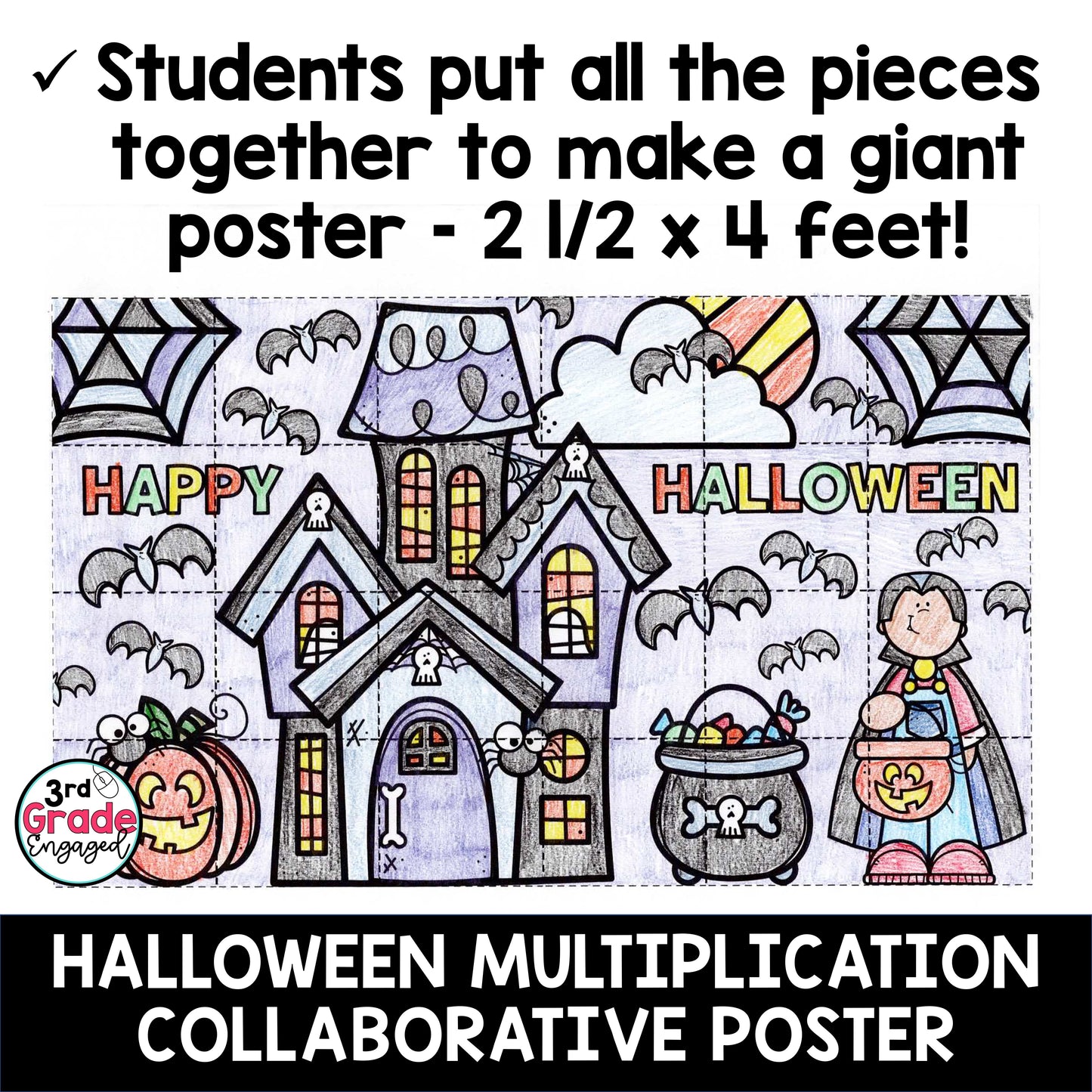 Halloween Collaborative Classroom Poster Multiplication Facts