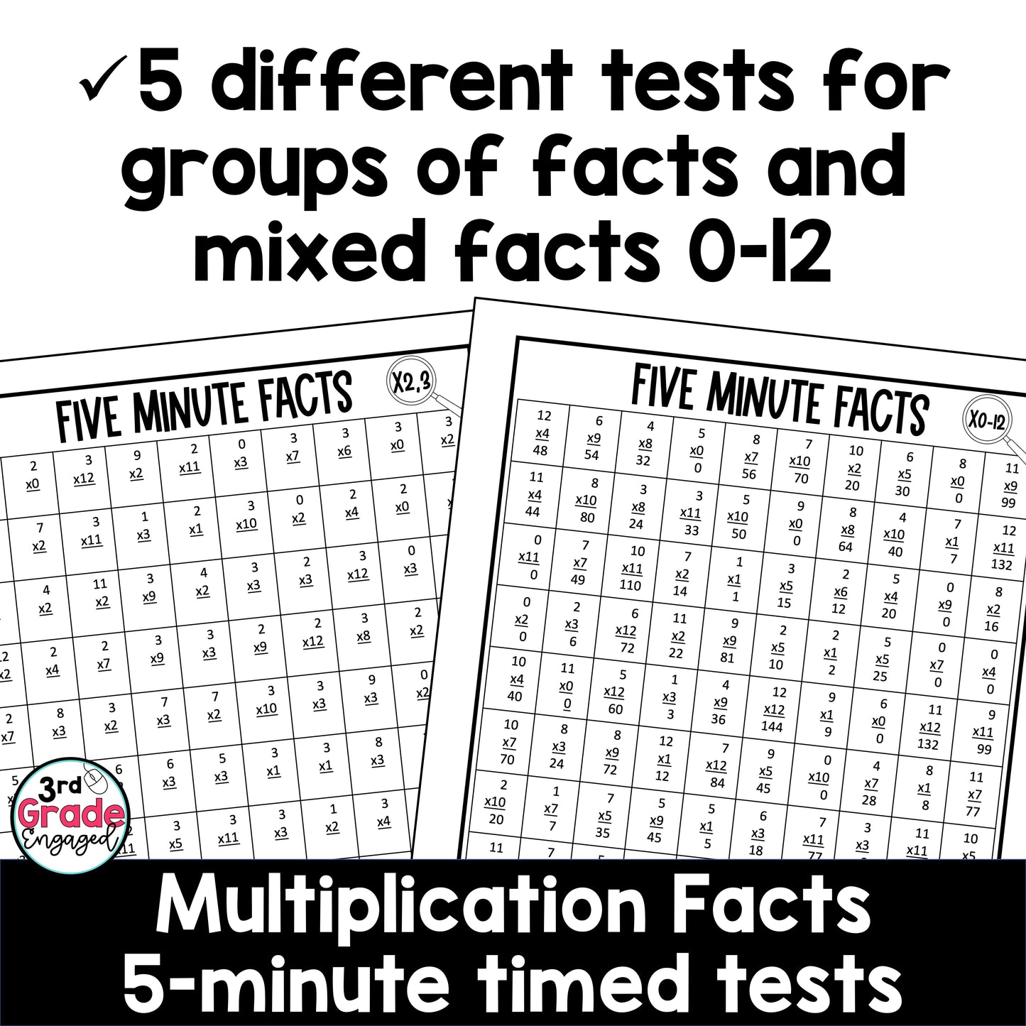 5 Minute Multiplication Fact Tests Worksheets for Multiplication Fact Fluency