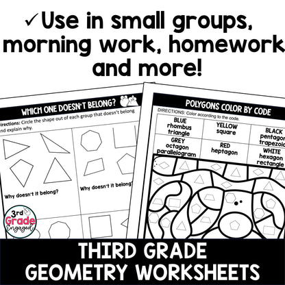3rd Grade Geometry Worksheets Packet