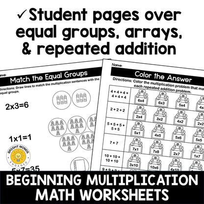 Beginning Multiplication Worksheets Packet