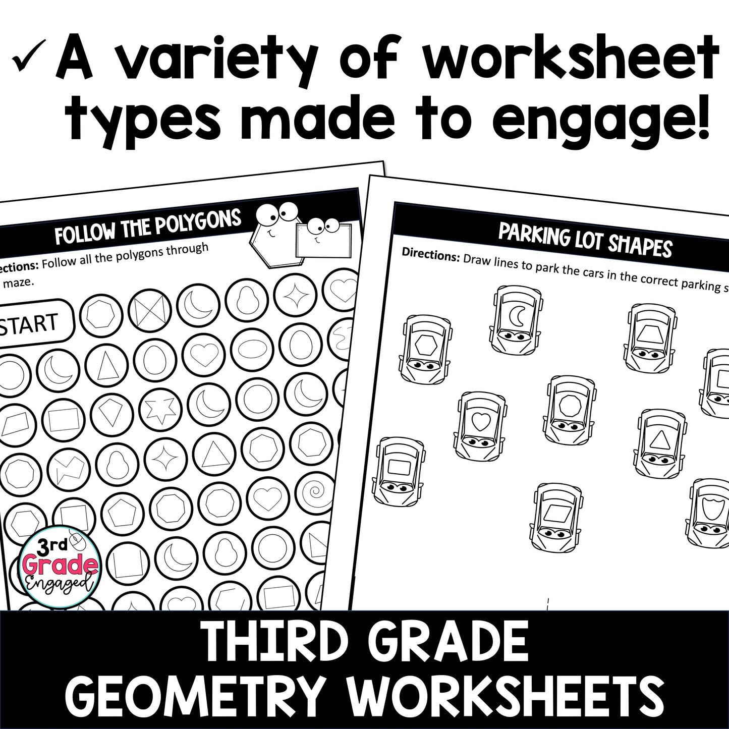 3rd Grade Geometry Worksheets Packet