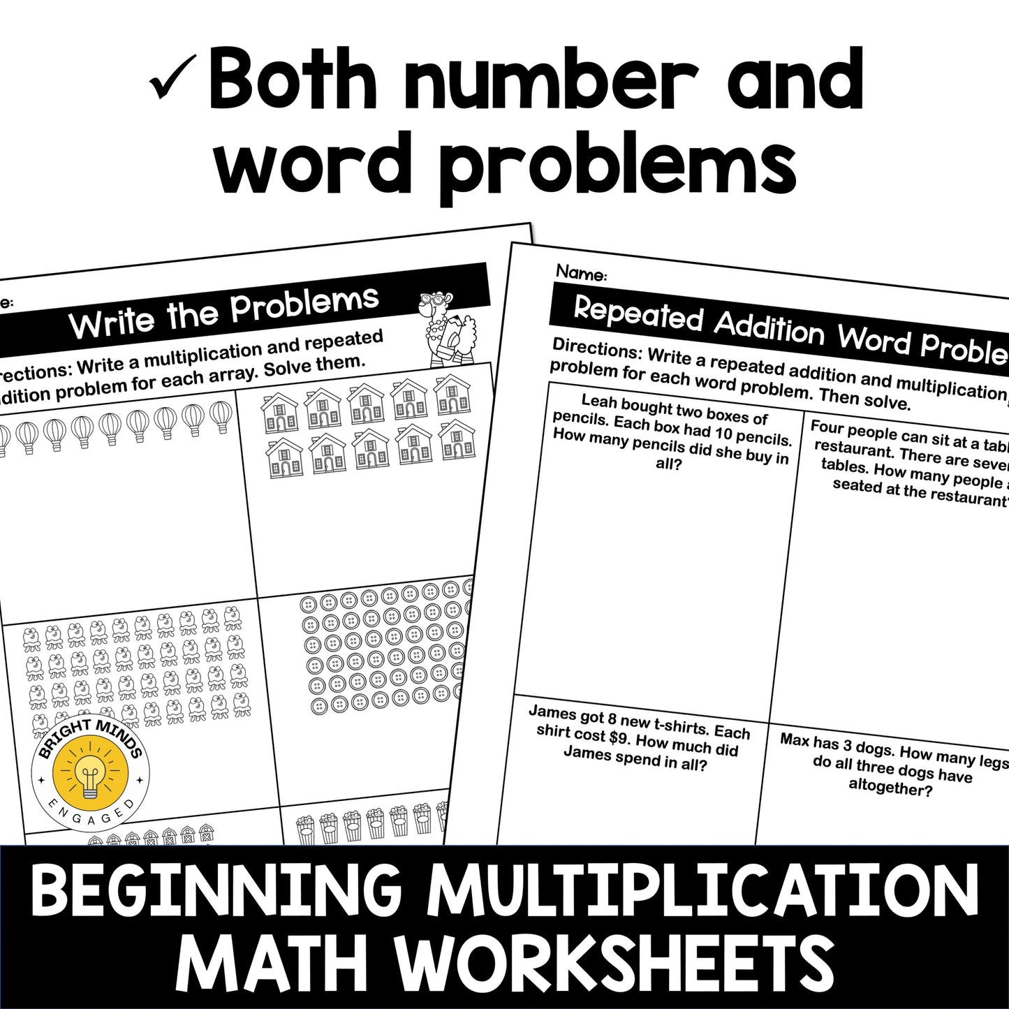 Beginning Multiplication Worksheets Packet