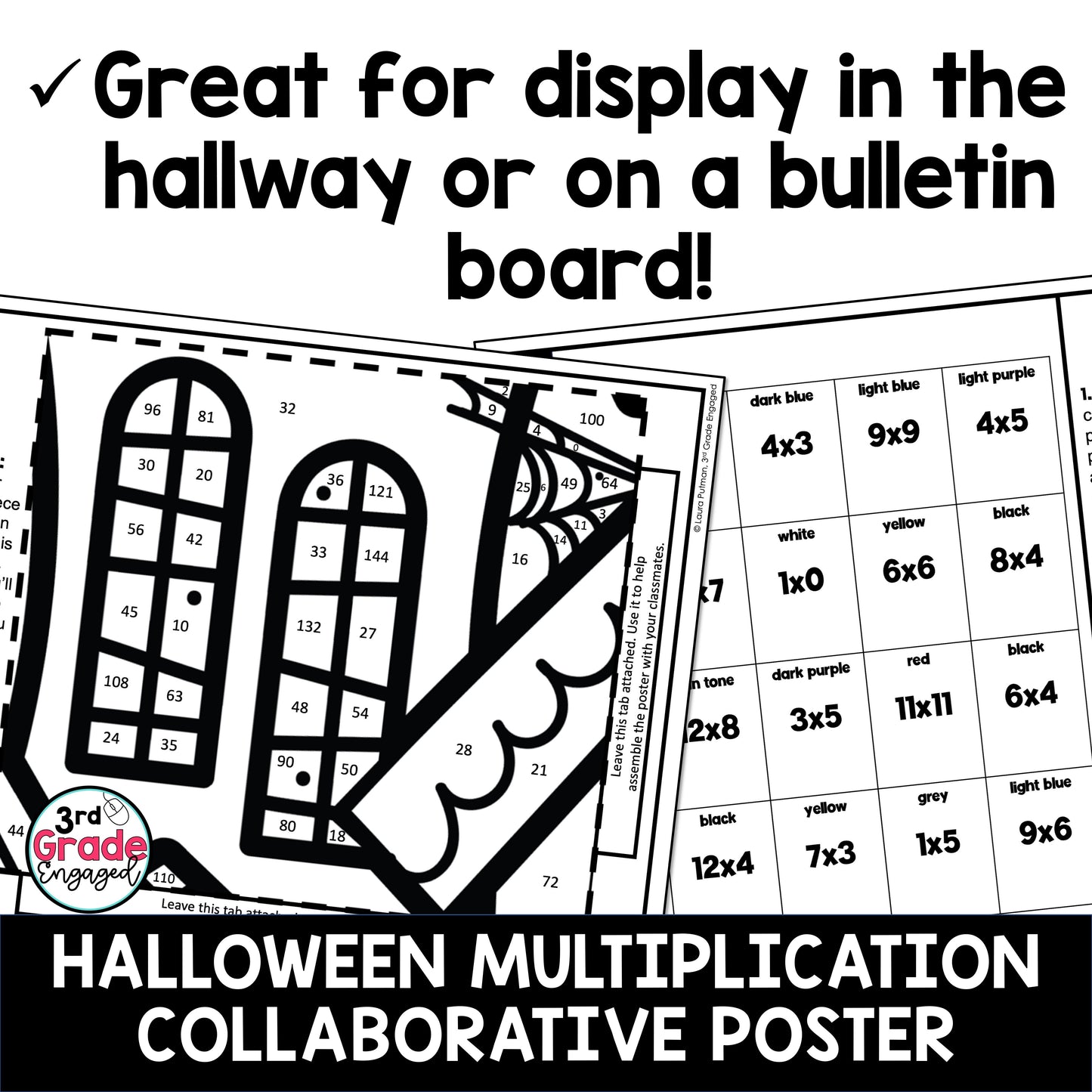 Halloween Collaborative Classroom Poster Multiplication Facts