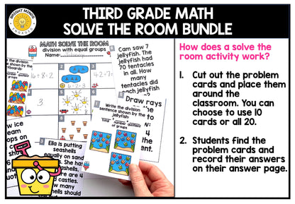 3rd Grade Math Write the Room Activities for All Year
