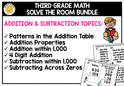 3rd Grade Math Write the Room Activities for All Year