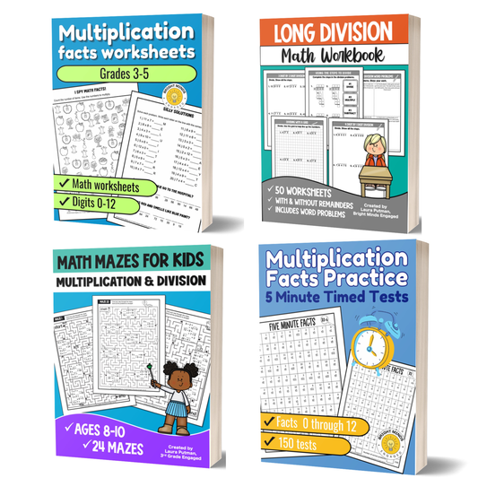 Multiplication and Division Paperback Workbooks Bundle