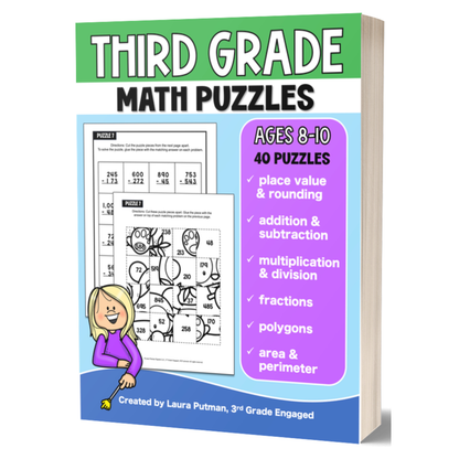 3rd Grade Math Puzzles Paperback Workbook