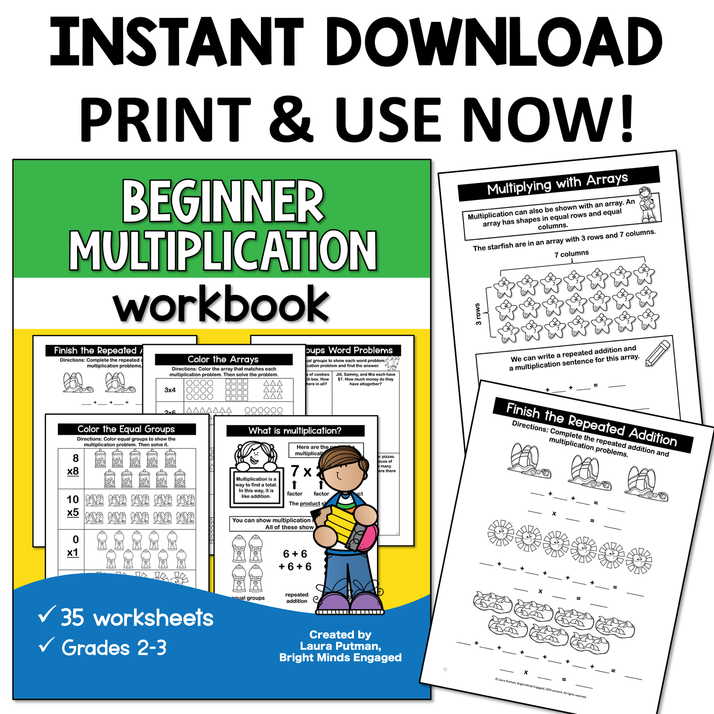 Beginner Multiplication Instant Download Workbook